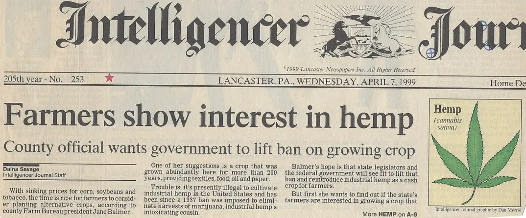 Farmers interested in hemp, Lancaster Intelligencer journal