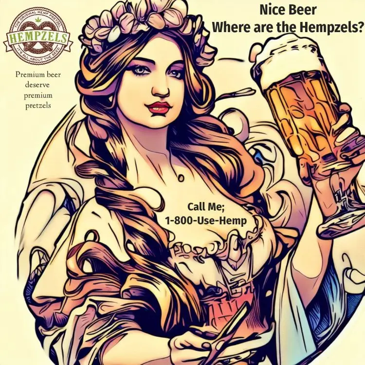 Woman holding beer asking for high protein soft pretzels