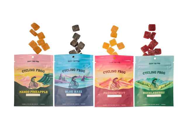 4 packs of gummies in differenct flavors