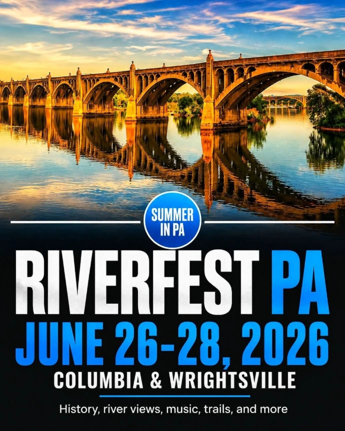 Columbia Wrightsville bridge image for river fest we are open 3 days June 26,27,28th