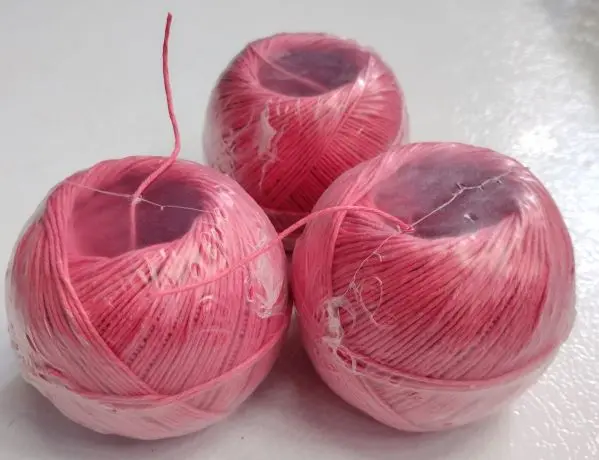 Pink 100% hemp twine 5 strand, polished, individually wrapped