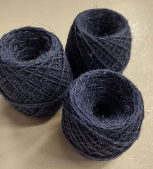 Blue Hemp yarn balls, unpolished 100gram while supplies last