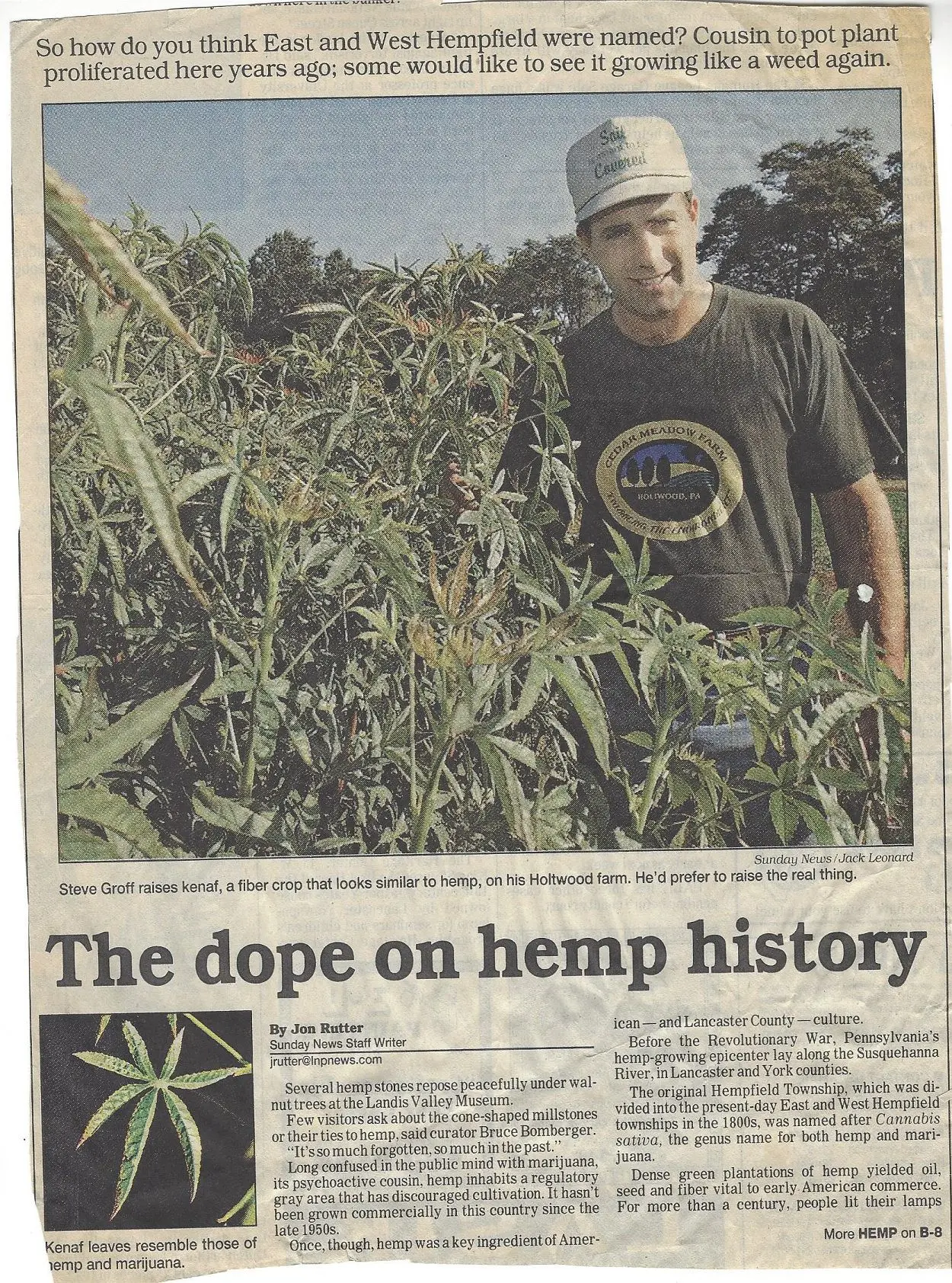 Lancaster Newspaper the Dope on Hemp history